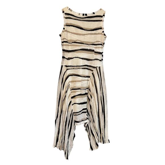 Elana Kattan NINA Asymmetrical Hem Linen Blend Dress Womens Medium Lagenlook 3D - Picture 4 of 6